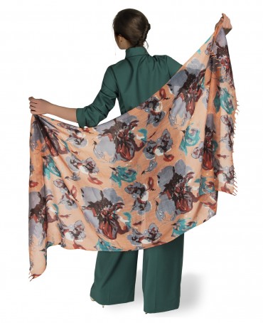 Палантин Женский W40-GRANDE.FLEUR/CORAL